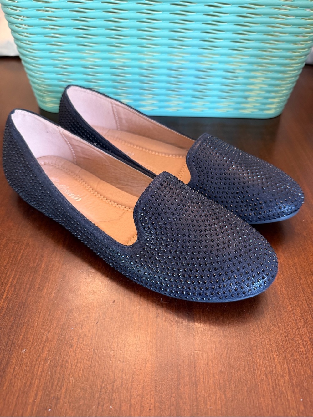 Bellanie rhinestone smoking slip on flats SZ 7.5 Color Black